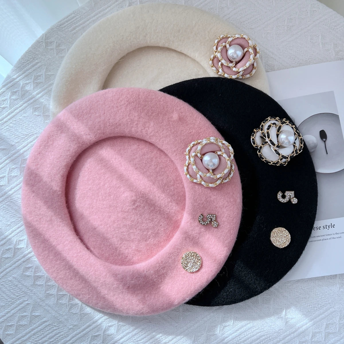 FLOWER WOOL BERET