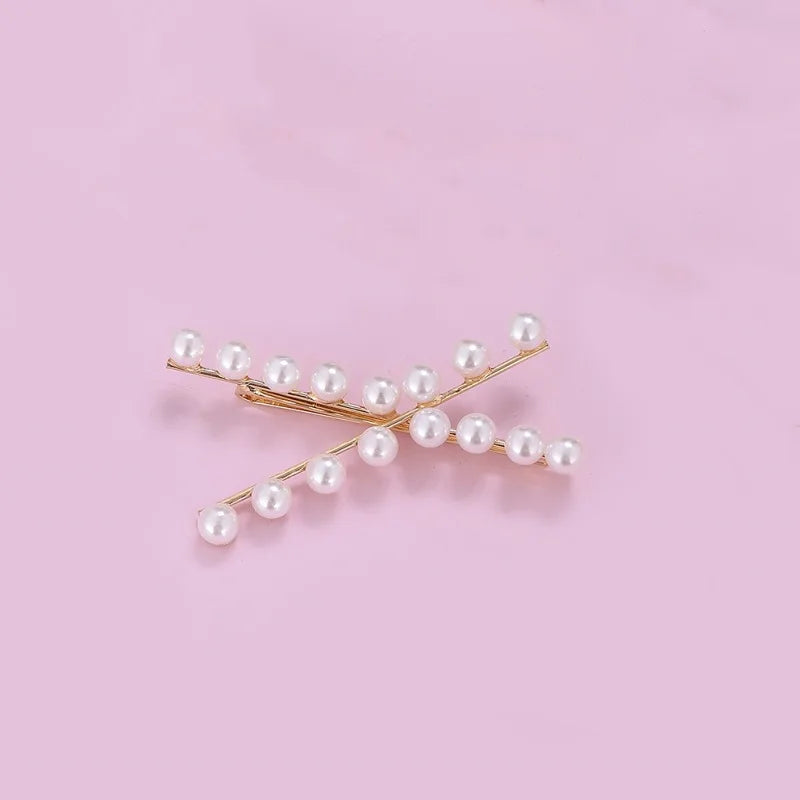 PEARL CROSS GOLDEN HAIRPINS