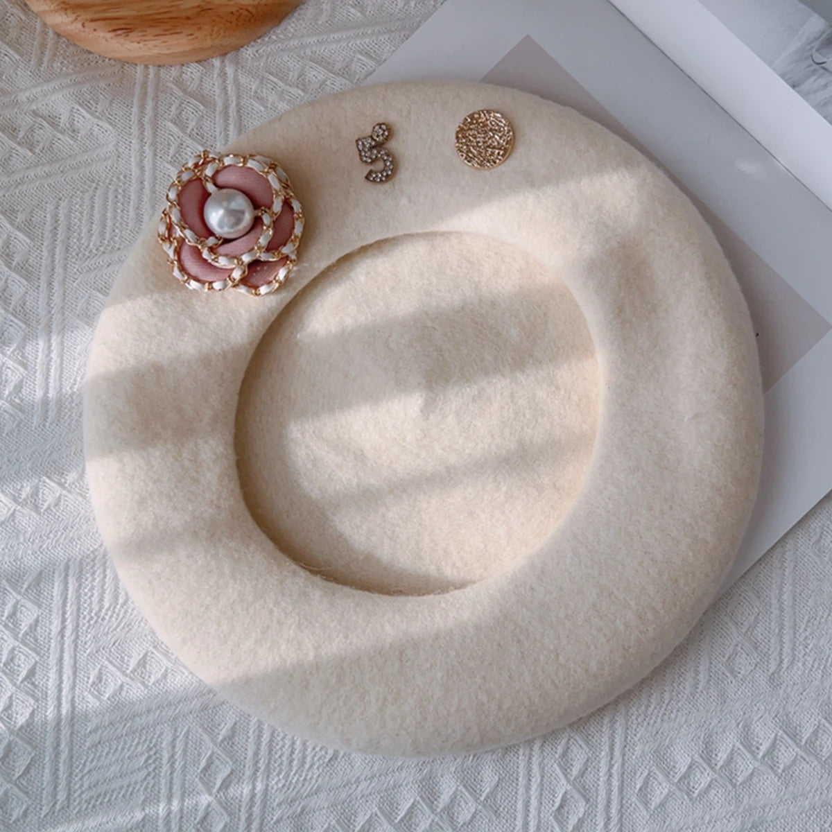 FLOWER WOOL BERET