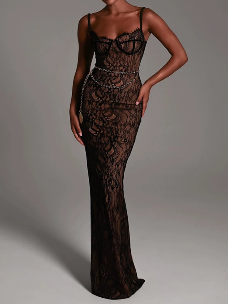 SONYA LACE MAXI DRESS - BLACK