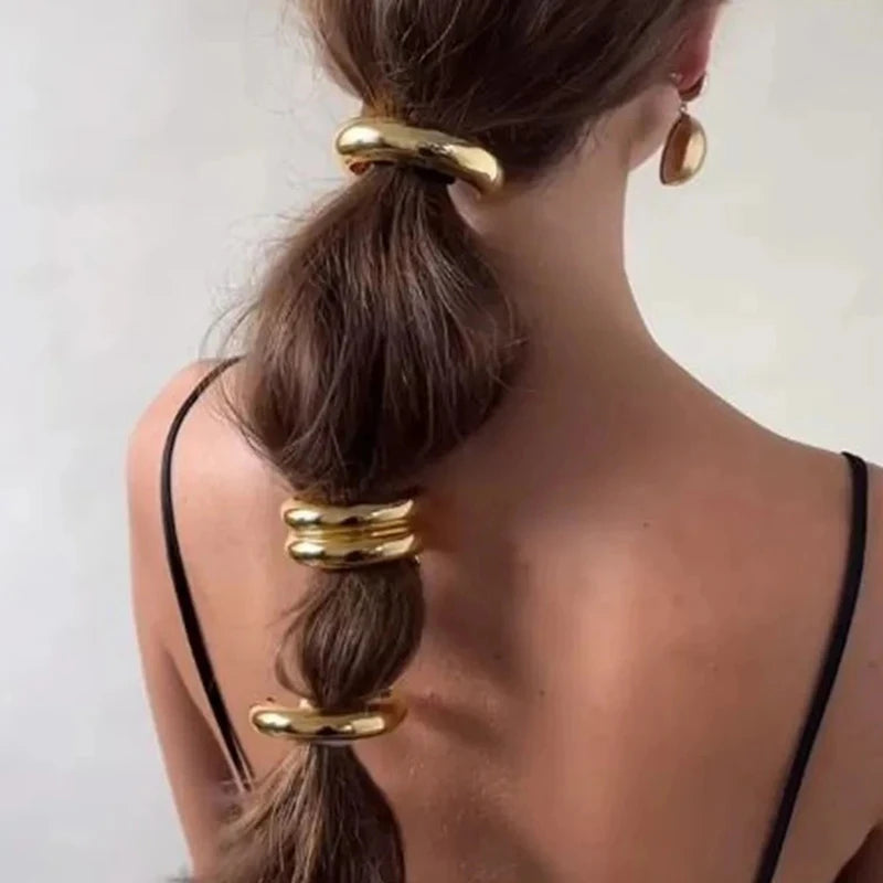 VINTAGE METAL PONYTAIL - GOLD