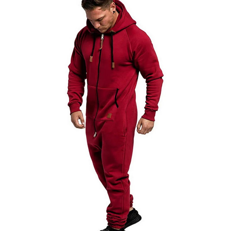 FLEECE DOLID COLOR JUMPSUIT