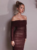 EMMA LONG DRESS - BURGUNDY