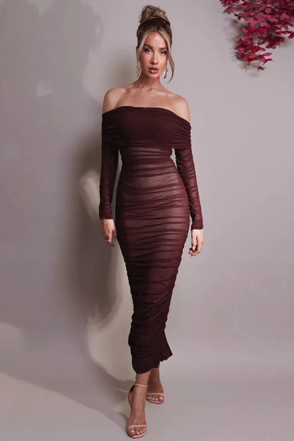 EMMA LONG DRESS - BURGUNDY