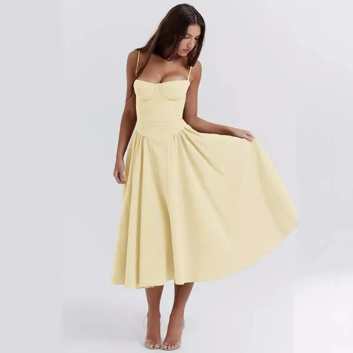 AMOUR FRENCH CORSET SUNDRESS - YELLOW