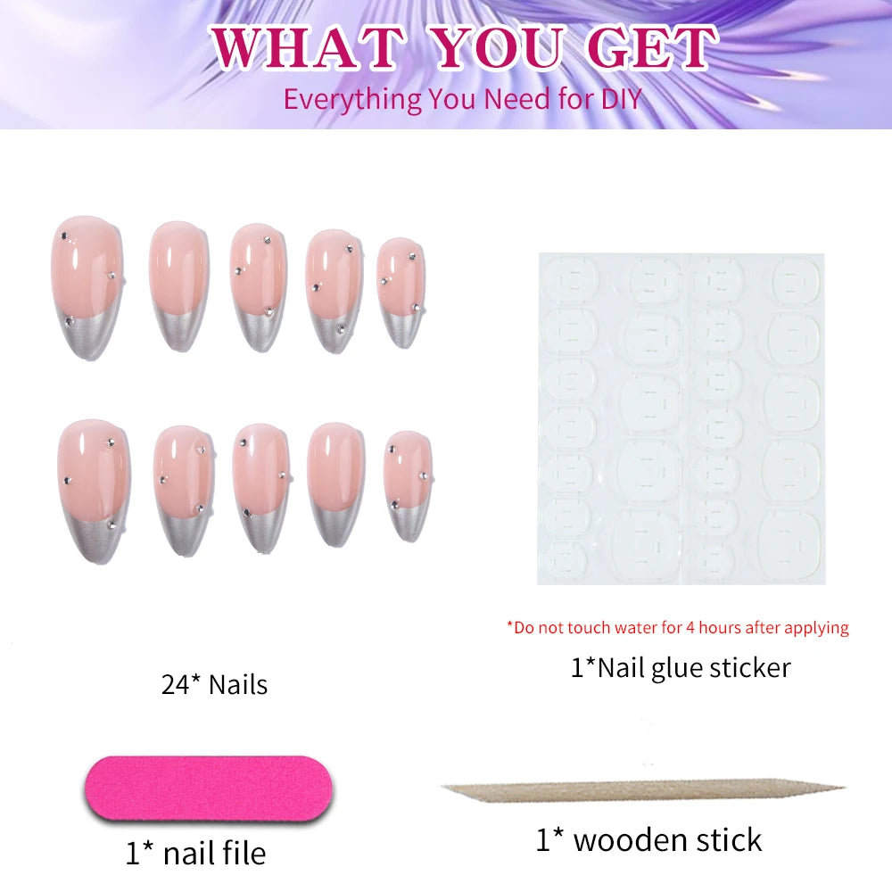 INSTANT GLAM NAILS - 24PCS ALMOND