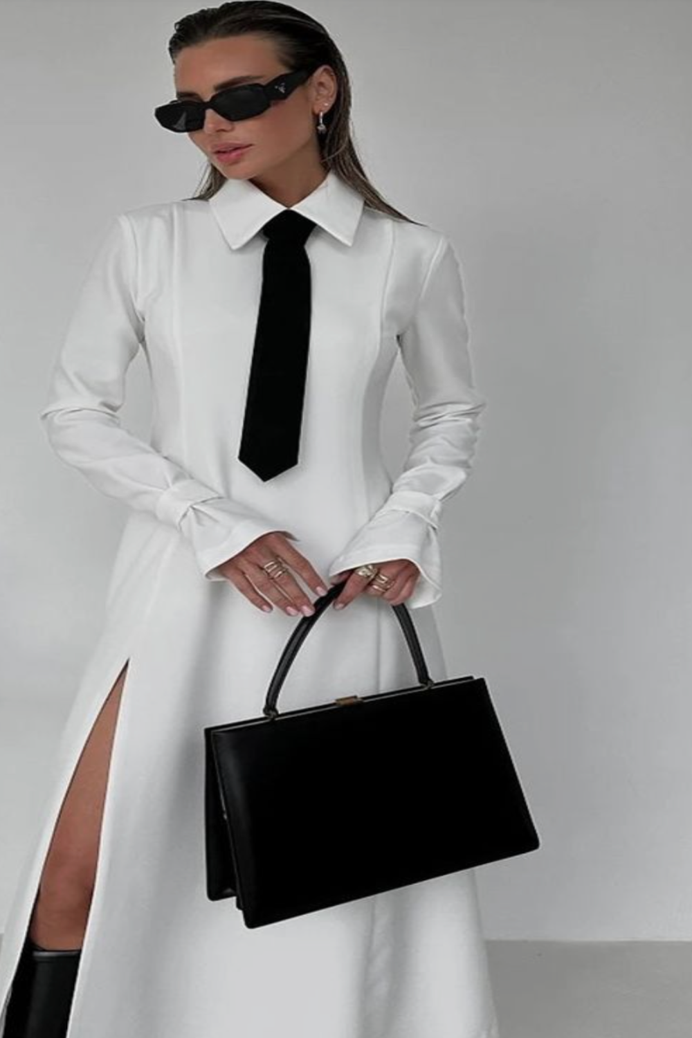 CAVIAR SLIM DRESS - WHITE