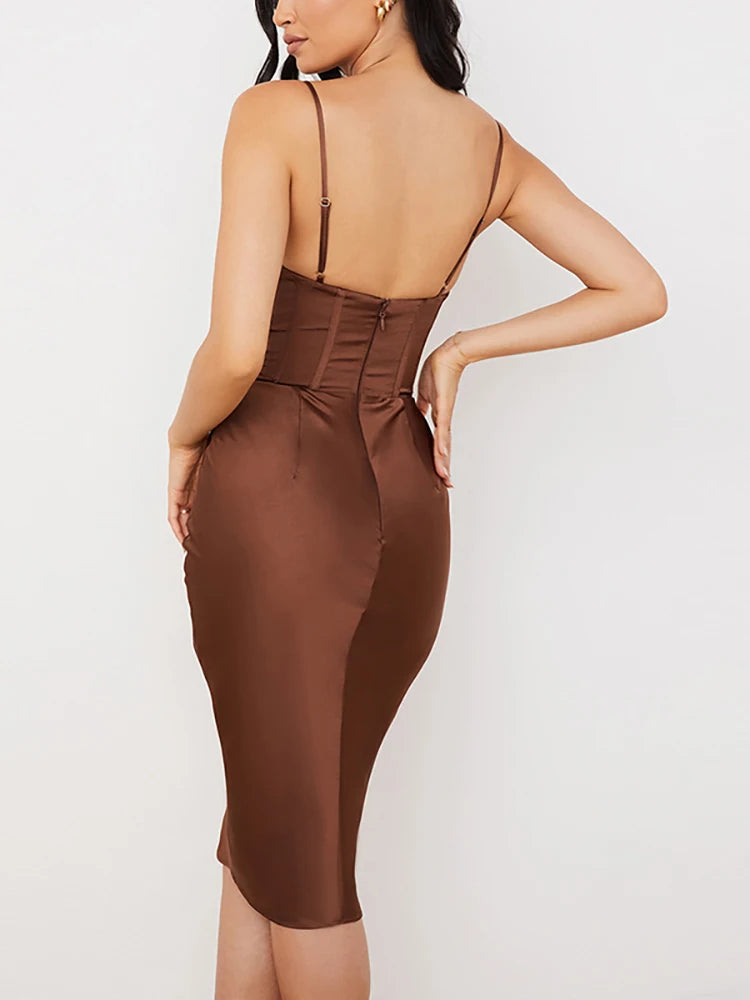 ARABIA CORSET DRESS - BROWN