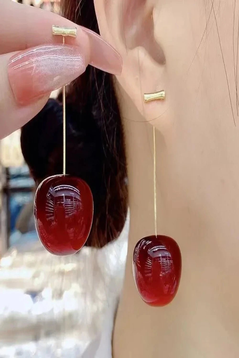 SWEET RED CHERRY EARINGS