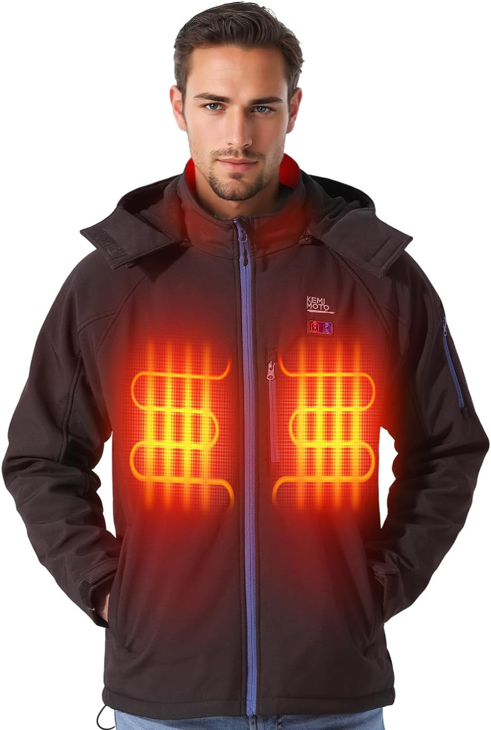 Heated Jackets with 9600Mah Battery Pack, Waterproof Winter Coat with Soft Shell, Electric Heating Coat for Outdoor